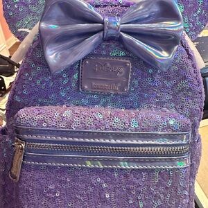 Disney Loungefly Purple Celebration Sequins Backpack